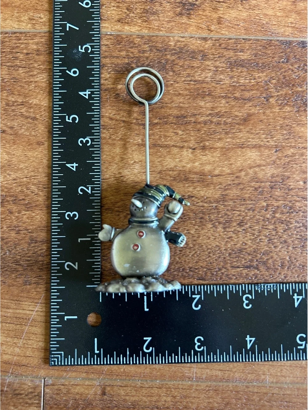 Set of 2 Vintage Metal Snowman Photo or Card Holders Christmas Decor